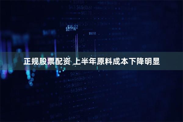 正规股票配资 上半年原料成本下降明显