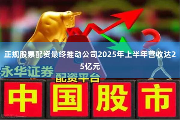 正规股票配资最终推动公司2025年上半年营收达25亿元